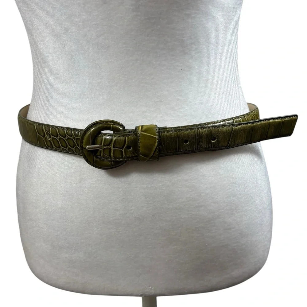 Vintage Ladies Via‎ Spiga Brand Genuine Leather Belt Green Size Medium